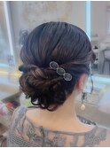 結婚式 列席 二次会 お呼ばれ アップスタイル×アクセサリー付き