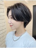 白髪ぼかし/ひし形/癖毛/大人ショートボブ/60代50代40代