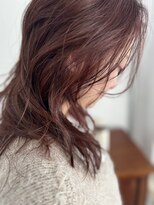 ペイジヘアー(paige hair)&nbsp;暗すぎないピンクブラウン鎖骨下レイヤー前髪なし
