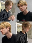 フェザーカットダウンパーマセンターパートカルマヘア