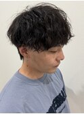 メンズマッシュウルフパーマ波巻パーマ無造作パーマツーブロック
