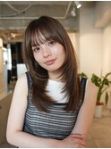 韓国/顔周りレイヤー/おくれ毛/ベージュ/ダブルカラー/東区/松崎
