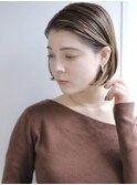 ブリーチ無しで叶える艶感ベージュの大人ボブ