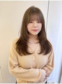 セミロングレイヤー×ヘーゼルブラウン