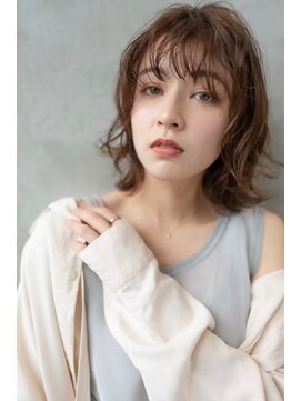 オースティン 調布アミックス(AUSTIN) 大人かわいい前髪セシルカットココアブラウンフリンジウェーブ