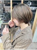 ブリーチなしオリーブカラー×ショートボブ