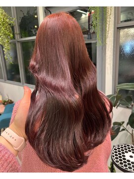 ジラソル(girasol) ブリーチなしダブルカラー×春カラー×ワインレッド×レイヤー