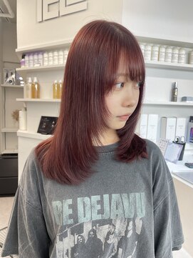 ペレ 渋谷(PELE) デザインカラー/レイヤーカット/ウェットヘア/オリーブベージュ