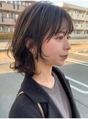 外ハネボブ シースルーバング  ブリーチなしダブルカラー