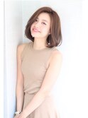前髪長め　内巻きミディアム　30代　40代 50代