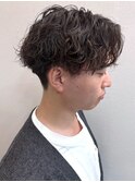 波巻きパーマ 刈り上げショート ベージュ メンズパーマ