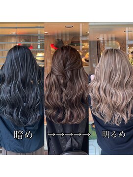 アンダーバーホワイト(_white) ハイライトブリーチ髪質改善トリートメントエクステ神戸三宮