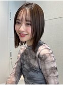 大人ボブくびれヘアぱっつんボブ外はね切りっぱなしボブ前髪渋谷