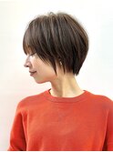 透明感カラー ボブ 前髪 ショート カラー ブリーチ&ダブルカラー