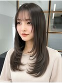 アッシュブラウン/春夏カラー/透明感カラー/レイヤーカット