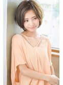 ショートボブ バレイヤージュ アッシュオリーブ くすみカラー