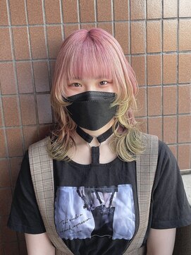 リアイス(Re:ICE) ミルキーピンクイエローグリーンポイントカラーミディアムウルフ