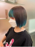あごラインボブ◎ターコイズブルー幅広インナー