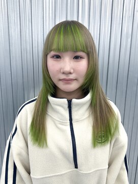 キバ(kva) ▽□□▽裾カラー×ライムグリーン