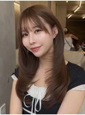 美髪レイヤーカット/顔まわりレイヤー/くびれミディアムレイヤー