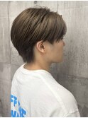 アッシュベージュカラー 韓国風マッシュ ストレート 縮毛矯正