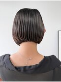 20代30代秋冬暗髪カラーレイヤーボブパーマ小顔ショート