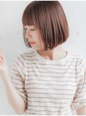 小顔ボブ イメチェン 前髪 ベージュカラー