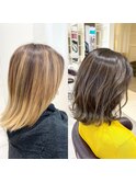 印象の違い×ハイライト×ミルクティーベージュ