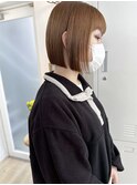 ミニボブ 切りっぱなし 大人ボブ ベージュカラー