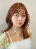 Unami くびれミディアム　シースルーバング　外はねパーマ