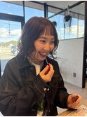 ボブパーマ大人可愛いなみなみウェーブショコラブラウン