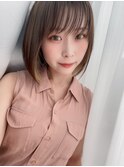 30代40代50代前下がりストレートラベンダーナチュラルボブ