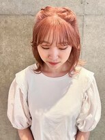 ケーツー あべのキューズモ－ル店(K-two)&nbsp;ピンクベージュカラー*ブリーチカラー*ハーフツインアレンジ