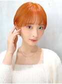 say.重政オレンジカラーハンサムショート前髪あり似合わせカット