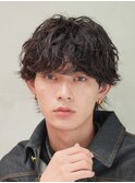 横浜西口シャドウパーマメンズマッシュウルフカット波巻きパーマ