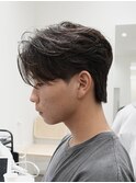 毛流れセンターパートニュアンスパーマカルマヘアメンズパーマ