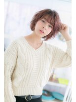 個性的カラー★ボルドー色のラブガーリーボブ