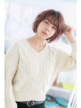 ミック 日暮里店(miq) 個性的カラー★ボルドー色のラブガーリーボブ