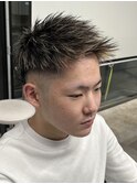金メッシュジェットモヒカン短髪束感刈り上げ