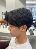 センターパートショートヘアツイストパーマニュアンスパーマ