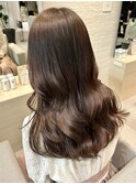 秋艶ブラウンカラーレイヤーカット前髪カットトリートメント