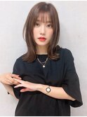 安積ミルクティーグレージュミディアムレイヤーカット韓国30代