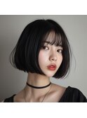 大人かわいい切りっぱなしボブ