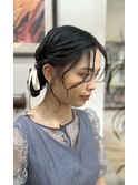 ツインお団子ヘア/リボンアレンジ/ヘアアレンジ/ちさき