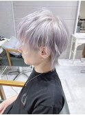束感ウルフショート/ホワイトシルバーブリーチデザイン