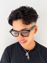 ルーシー 渋谷(LUCEY) 極道パーマホワイトメッシュオールバックパーマフェード短髪