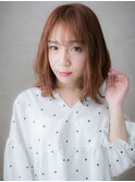 チョコレートブラウン/シースルーバング/外ハネミディアムe