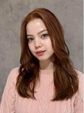 エアー 青山(AIR) 透明感カラーコーラルオレンジレイヤーカット髪質改善