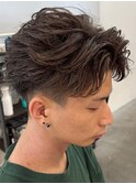 奈良men's短め強めフェザーパーマフェザーショート