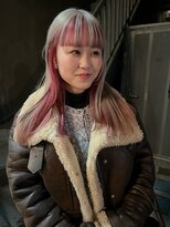 ビビト(bibito)&nbsp;bibito ホワイトピンク　デザインカラー　インナーカラーロング